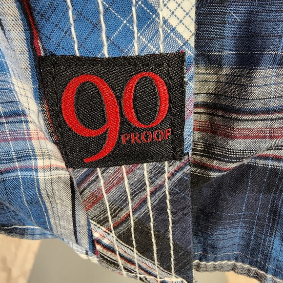 Panhandle Slim Plaid Pearl Snap Shirt Embroidered Blue Red Size Medium - Picture 8 of 16